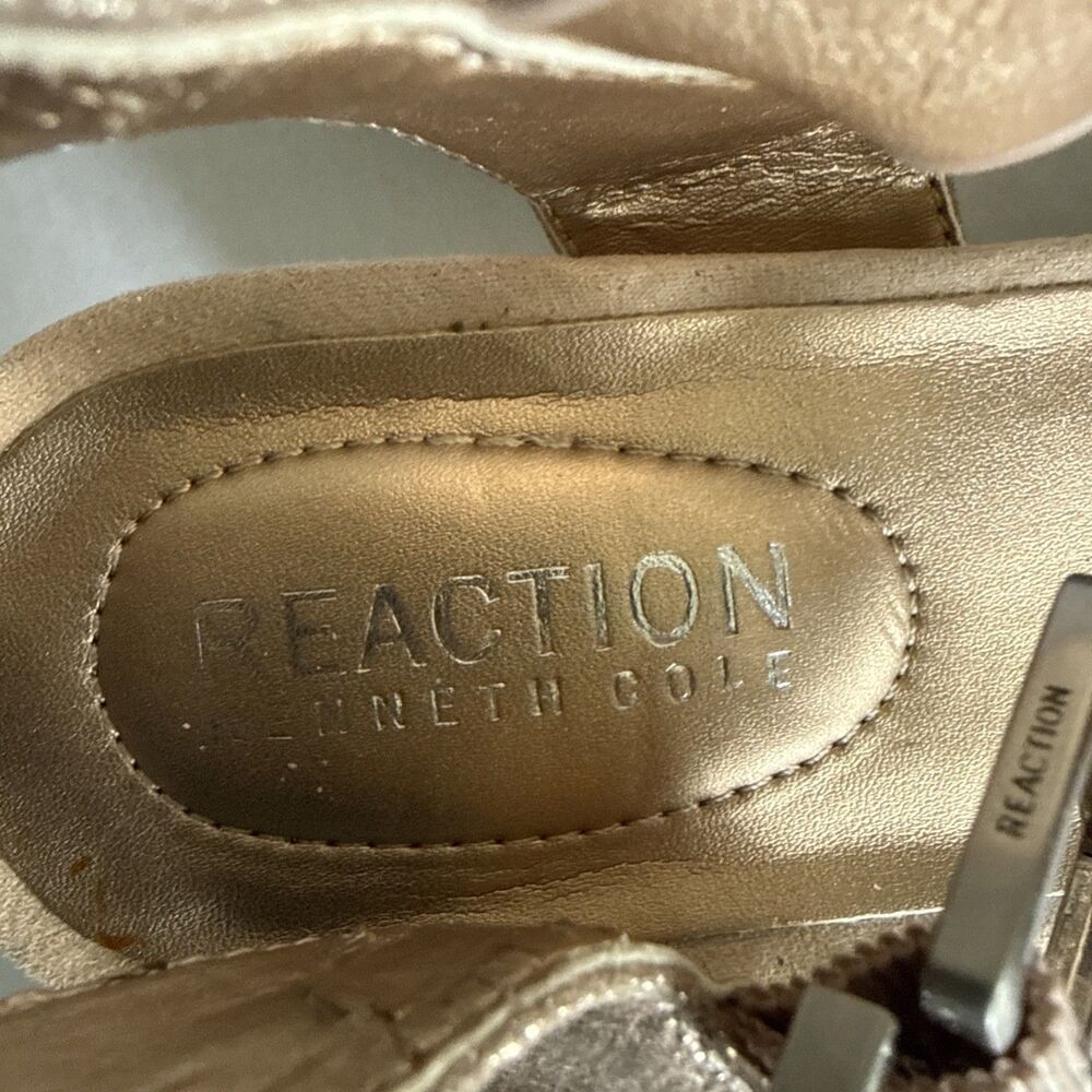 Kenneth Cole Reaction Women's Card Wedge Espadrille Sandals Size 8 Metallic Gold - Picture 9 of 10